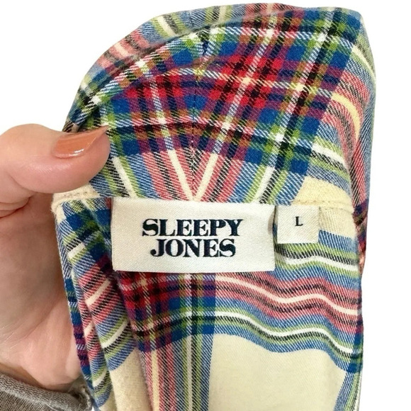Sleepy Jones Marianne Brushed Cotton Twill Plaid Robe in Camel - Picture 6 of 8